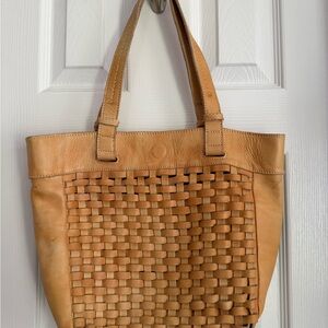 Bed Stü Tan Woven Leather Tote Bag